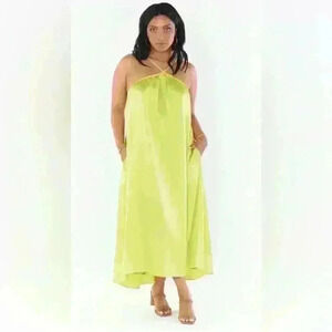 Show Me Your MuMu Lexington Midi Dress in Citrine Luxe Satin - Size XXL